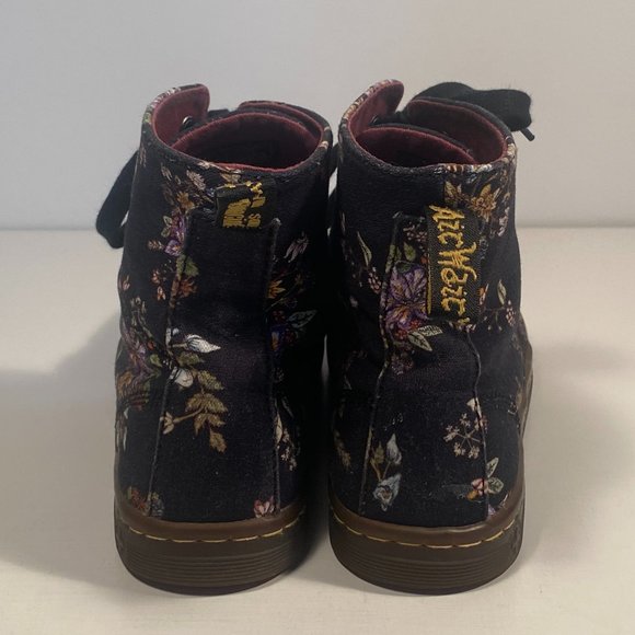Dr Martens Hackney Floral Print Black Fabric Ankle Boots Women Size 7 - Picture 2 of 7